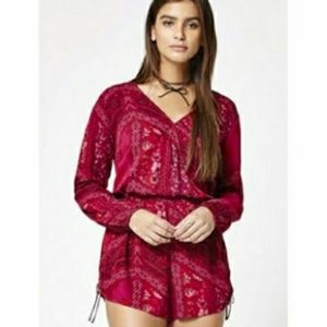 Kendall & Kylie Long Sleeve Maroon Romper